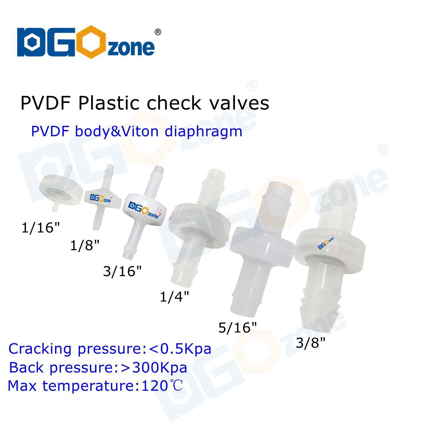 Marine Aquarium Ozone Generator - PVDF Check Valve Diaphragm Plastic Ozone