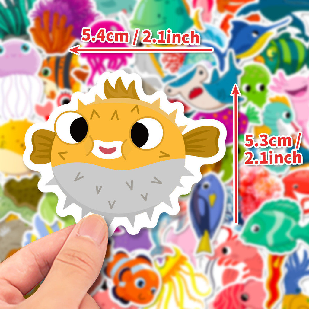 50Pcs Marine Life Stickers Dol - Marine Aquarium Aquascape ulasan dan harga